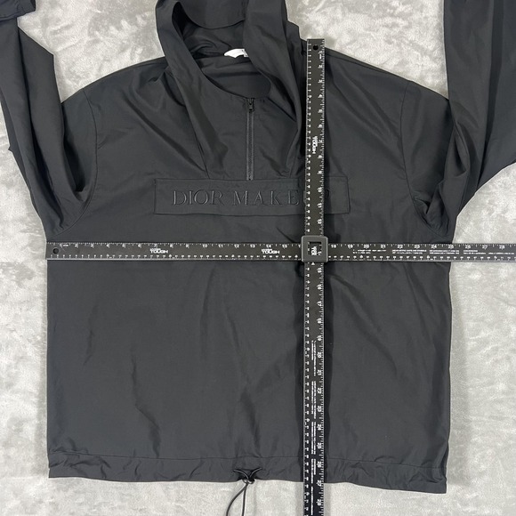 Dior Makeup Jacket Mens Large Black Hooded Half Zip Pullover Windbreaker Anorak - Picture 7 of 13